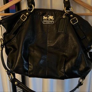 Authentic black leather Coach bag